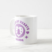 Retro Paarse hartenkoningin gepersonaliseerd Koffiemok (Voorkant links)
