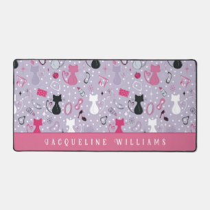 Retro Paarse hartkatten Bureaumat