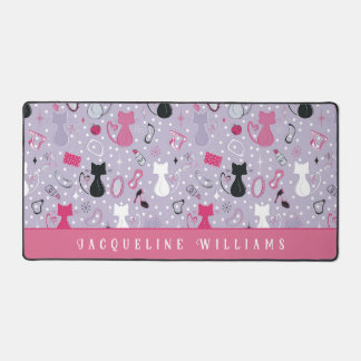 Retro Paarse hartkatten Bureaumat