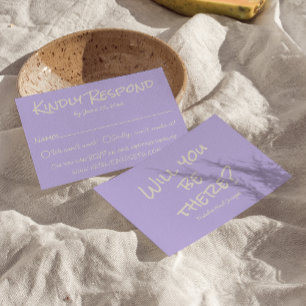 Retro Paarse Kleurrijke Pastel Whimsical Bruiloft RSVP Kaartje
