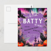 Retro Paarse Kraai Hallowe'en Party Briefkaart (Voorkant / Achterkant)
