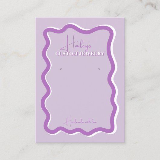Retro paarse kromme kronkelende golvende sieraden  visitekaartje (Voorkant)