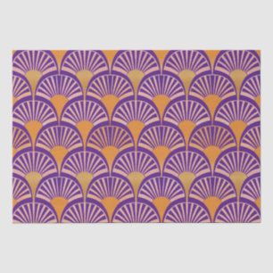 Retro paarse oranje art deco fans patroon tissuepapier