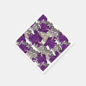 Retro, paarse rozen servet (Hoek)