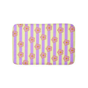Retro  Paarse streep bloemmotief Badmat