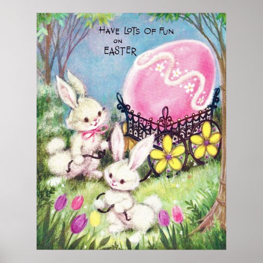 retro  paasbunnies decor poster (Voorkant)