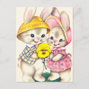 retro paasbunnies Holiday briefkaart