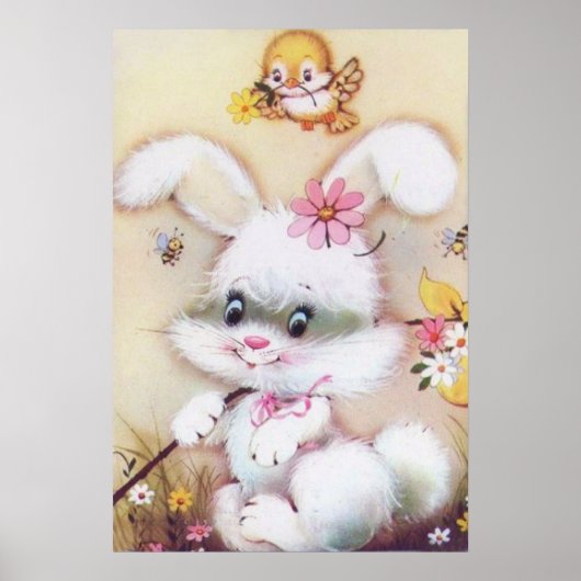 retro paasbunny decor poster (Voorkant)