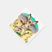 Retro  paasbunny en servet (Hoek)