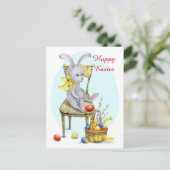  retro paasbunny feestdagenkaart (Staand voorkant)