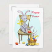  retro paasbunny feestdagenkaart (Voorkant / Achterkant)