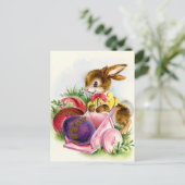 retro  paasbunny Holiday Briefkaart (Staand voorkant)
