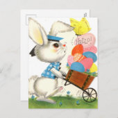 retro  paasbunny Holiday Briefkaart (Voorkant / Achterkant)
