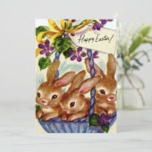 retro  paasbunny Holiday card (Staand voorkant)