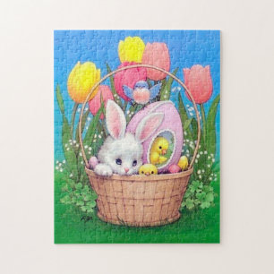 retro paasbunny mand Holiday Legpuzzel