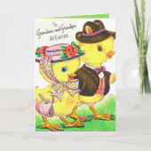 Retro  paasgrootouders feestdagen kaart (Voorkant)