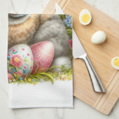 Retro Paashaas Bloemen Keuken Handdoeken (Quarter Fold)