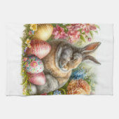 Retro Paashaas Bloemen Keuken Handdoeken (Horizontaal)