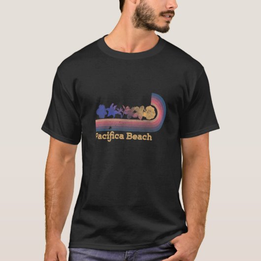 Retro Pacifica Beach Tropical Flowers 80's Style S T-shirt (Voorkant)