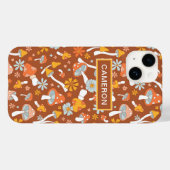 Retro  paddenstoelbladerpatroon Case-Mate iPhone case (Achterkant (horizontaal))