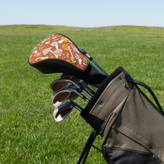 Retro paddenstoelbladerpatroon golfheadcover