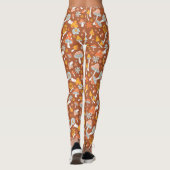 Retro paddenstoelbladerpatroon leggings (Achterkant)