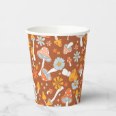 Retro  paddenstoelbladerpatroon papieren bekers (Links)