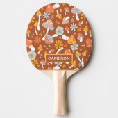 Retro  paddenstoelbladerpatroon tafeltennisbatje (Voorkant)