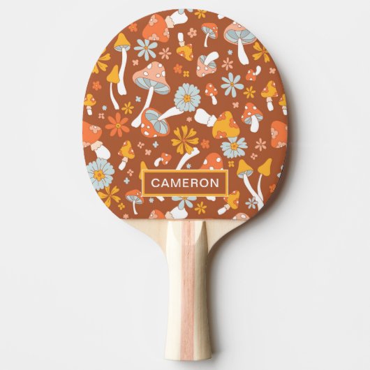 Retro  paddenstoelbladerpatroon tafeltennisbatje (Voorkant)