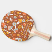 Retro  paddenstoelbladerpatroon tafeltennisbatje (Zijkant)