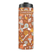 Retro paddenstoelbladerpatroon thermosbeker (Voorkant)