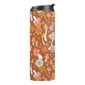 Retro  paddenstoelbladerpatroon thermosbeker (Gedraaid links)