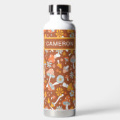 Retro  paddenstoelbladerpatroon waterfles (Links)