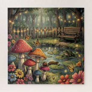 Retro Paddenstoelen en Bloemen Vintage Vibes Legpuzzel