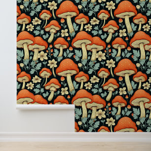Retro Paddenstoelen  Flowers Behang