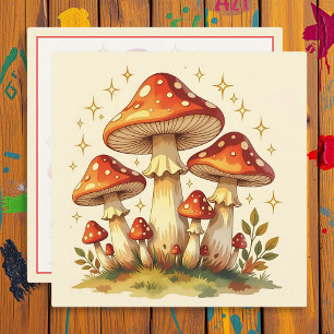 Retro Paddenstoelen Vintage Kleuren Feestdagenkaart