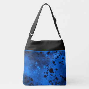 Retro Paint Splatter Effect Blauw & Zwart Crossbody Tas