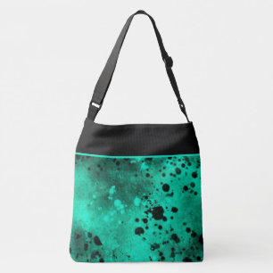 Retro Paint Splatter Effect groen & zwart Crossbody Tas