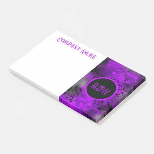 Retro Paint Splatter Effect Paarse & Zwart Post-it® Notes (Schuin)