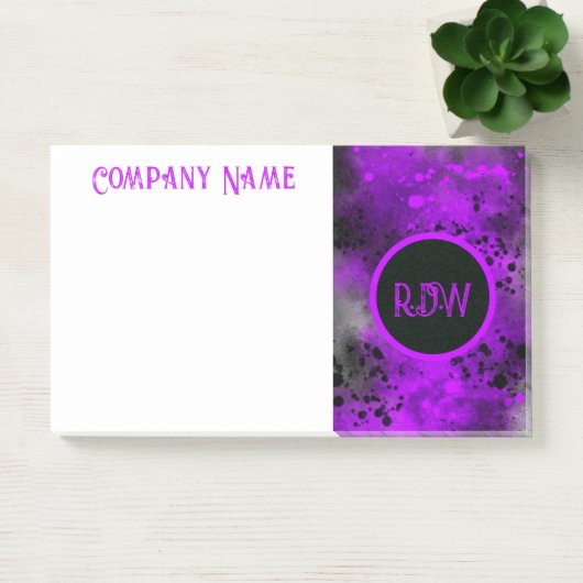 Retro Paint Splatter Effect Paarse & Zwart Post-it® Notes (Kantoor)