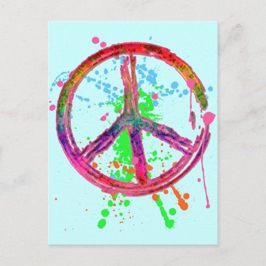 RETRO PAINT SPLATTER PEACE SIGN BRIEFKAART (Voorkant)