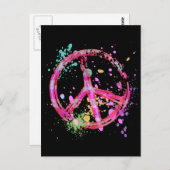 RETRO PAINT SPLATTER PEACE SIGN BRIEFKAART (Voorkant / Achterkant)