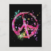 RETRO PAINT SPLATTER PEACE SIGN BRIEFKAART (Voorkant)