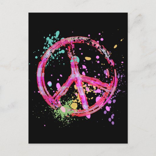 RETRO PAINT SPLATTER PEACE SIGN BRIEFKAART (Voorkant)