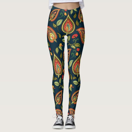 Retro Paisley Pattern Leggings (Voorkant)