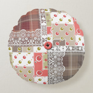 Retro paleis gevarieerd patchwork boho rond kussen