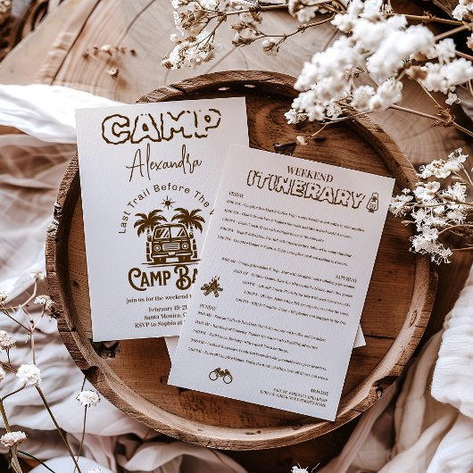 Retro Palm Camper – Boho Bachelorette Weekend Kaart