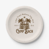 Retro Palm Camper – Boho Bachelorette Weekend Papieren Bordje (Voorkant)