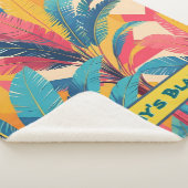 Retro Palm Leaf Personalized Blanket with Name Sherpa Deken (3/4)
