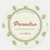 Retro Palm Leaves Circle Candle Tin Label (Voorkant)